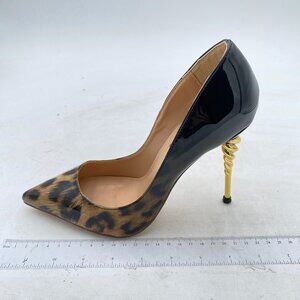FSJ Leopard Slip On Formal Pumps Stiletto Heels Pointy Toe Chic Party Dress Shoe